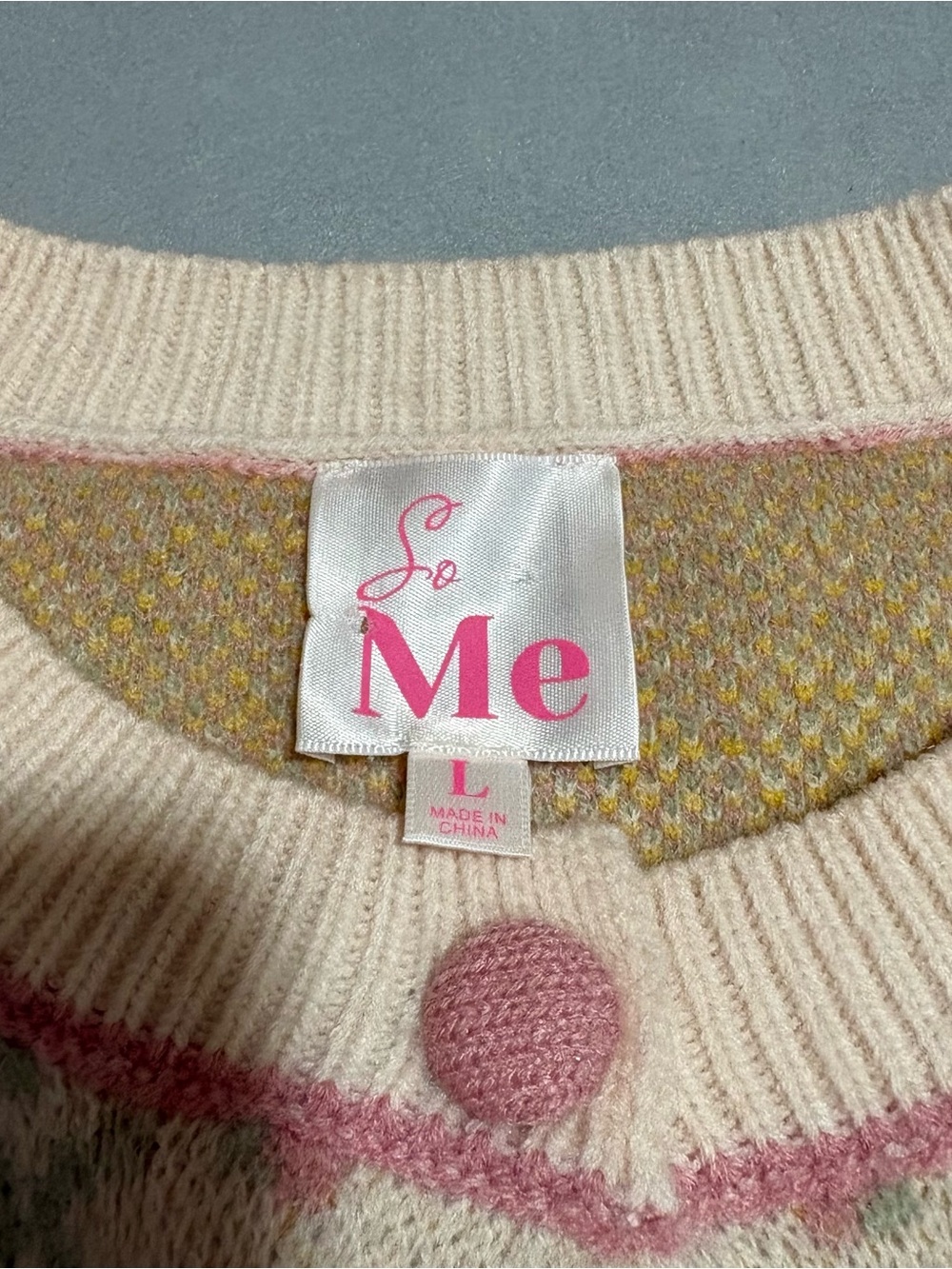 So Me L Pink Floral Ruffle Cardigan Coquette Cottagecore Puff Sleeve Sweater - Picture 11 of 15